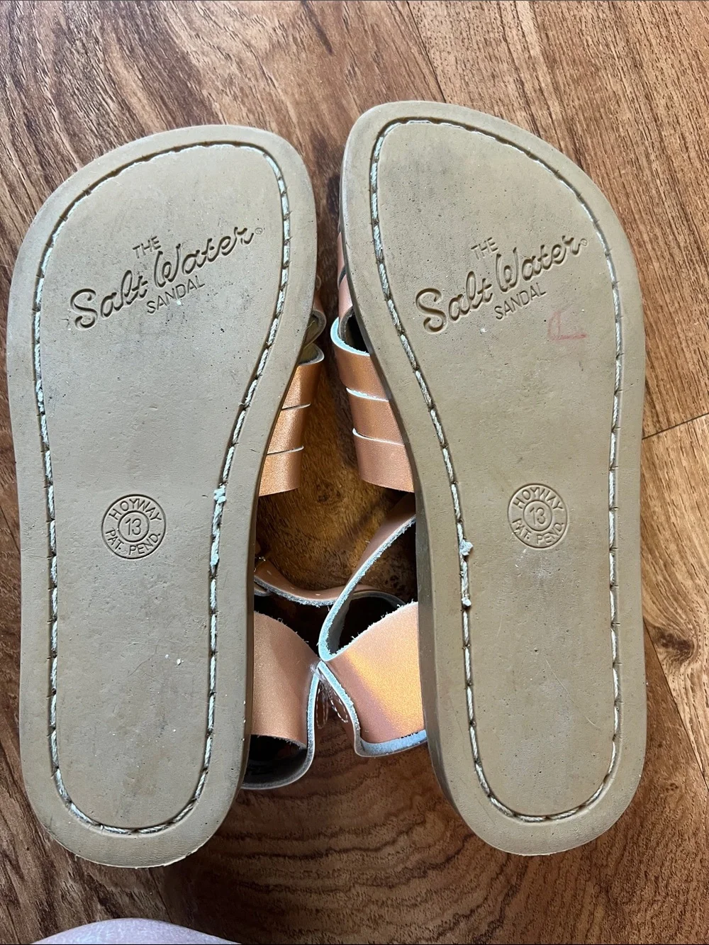 Salt Water Sandals by Hoy Girls Tan Braided Leather Sandals Size 13